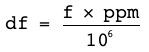 Bild: Formel zur Umrechnung zwischen ppm und Hz