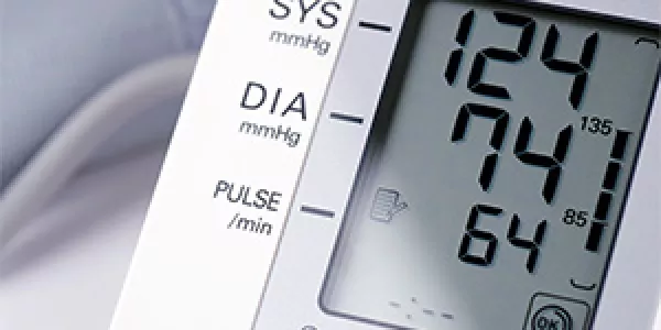 Close-up of digital blood pressure monitor