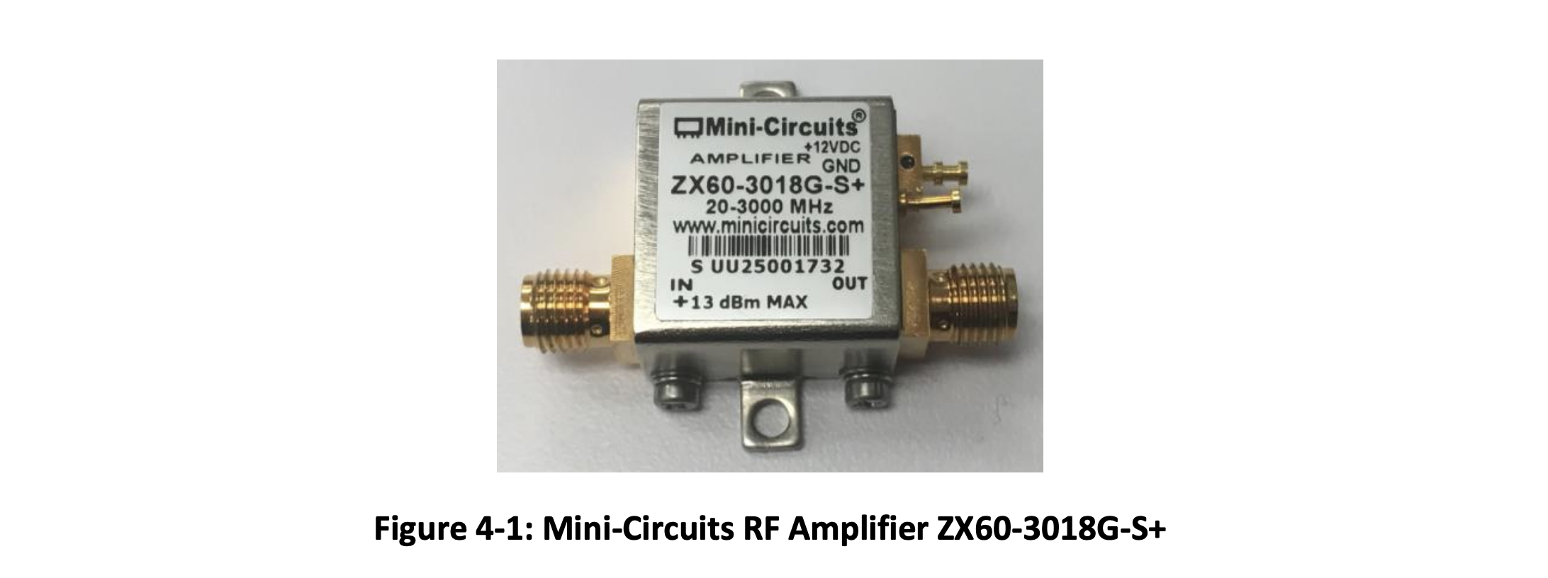 Figure 4-1 Mini Circuits RF Amplifier ZX60 3018G S