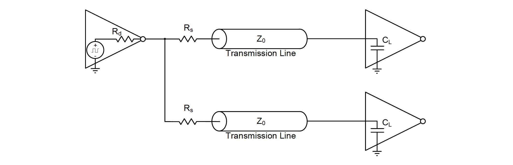 Driving multiple transmission lines from one source