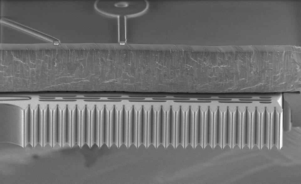 Microscopic view of MEMS resonator