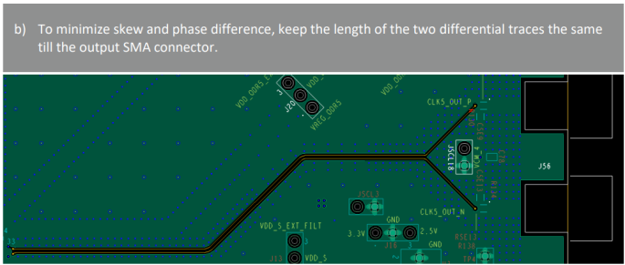 Figure 10. Matched routing of the differential lines