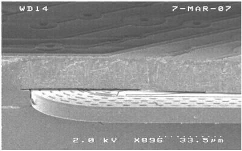 Figure 10. Resonator cross section SEM of cleaved wafer