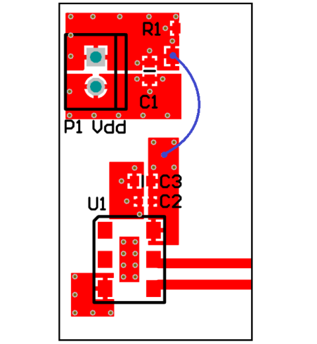 Figure 3 Layout example of decoupling capacitors placement