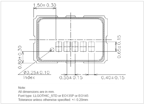 Figure 5: Standard Marking Dimensions for Ceramic Package (5.0 mm x 3.2 mm)