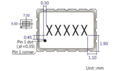 Figure 8: Standard Marking Dimensions for Ceramic Package (7.0 mm x 5.0 mm)