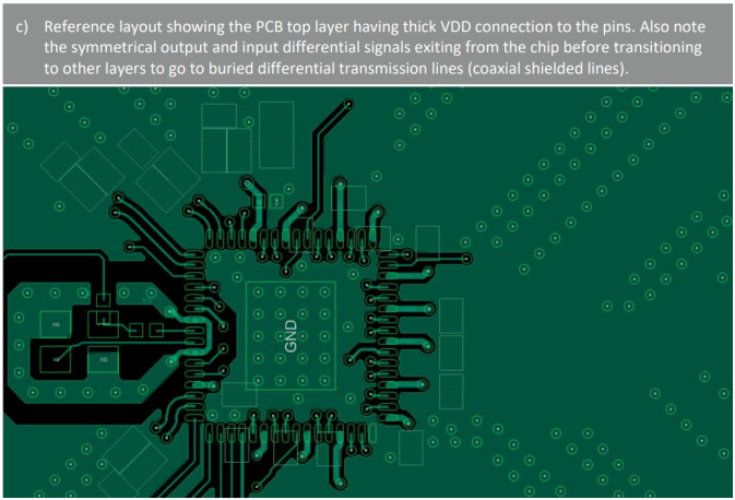 Figure 8. Top layer VDD connections to the pins