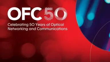 OFC 50 logo on brand background