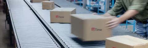 SiTime boxes on a conveyer belt