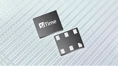 6-pin MEMS Oscillator QFN 2016 on a silicon wafer