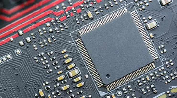 CPU on a printed circuit board. The CPU is the primary