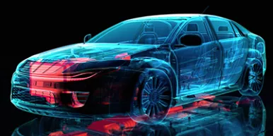 Semi transparent car on black background - automotive
