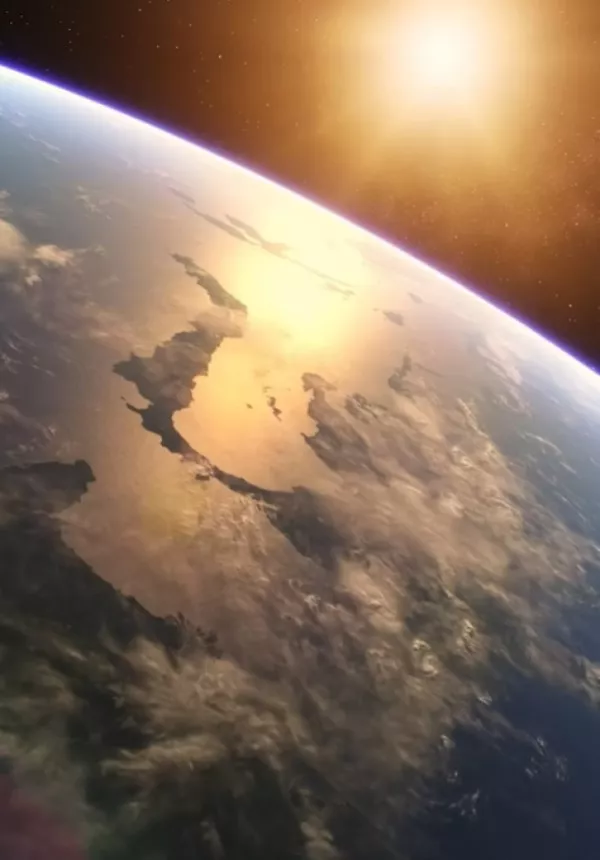 earth from space with sun in distance